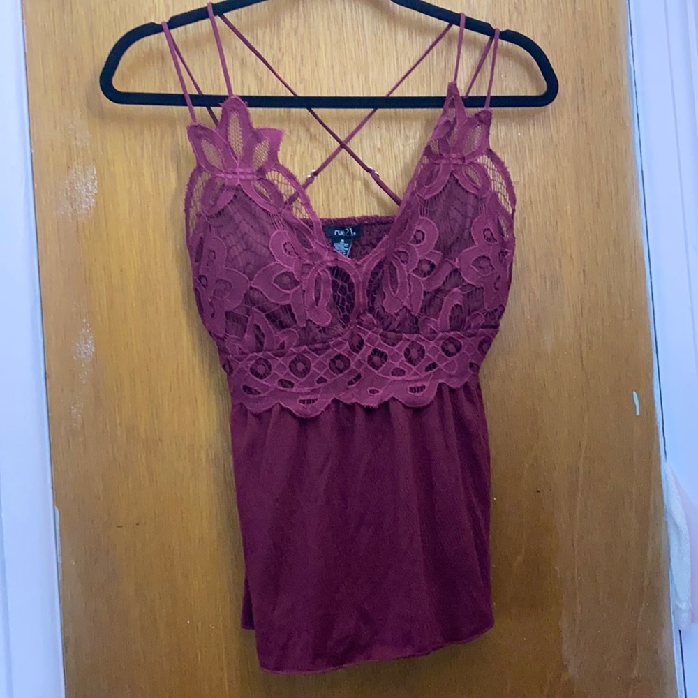 Sexy Lace Wine Top Adjustable Straps